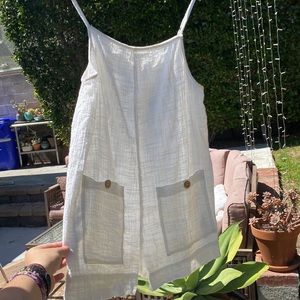 pure white ripcurl short overalls for the playful hot girl summer. no damages :)